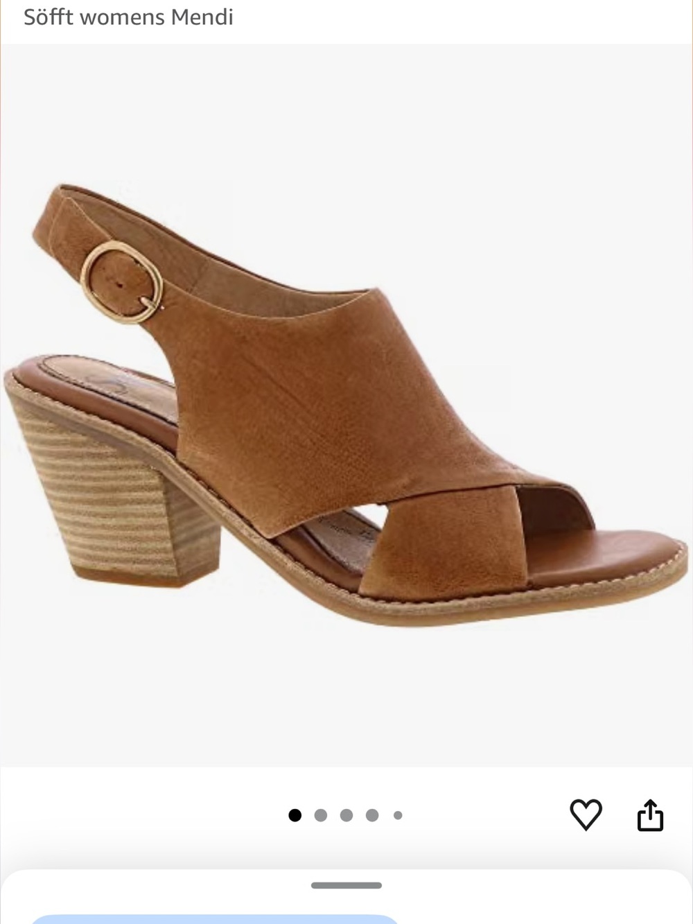 Söfft Mendi Tan Suede Slingback Block Heel Sandal